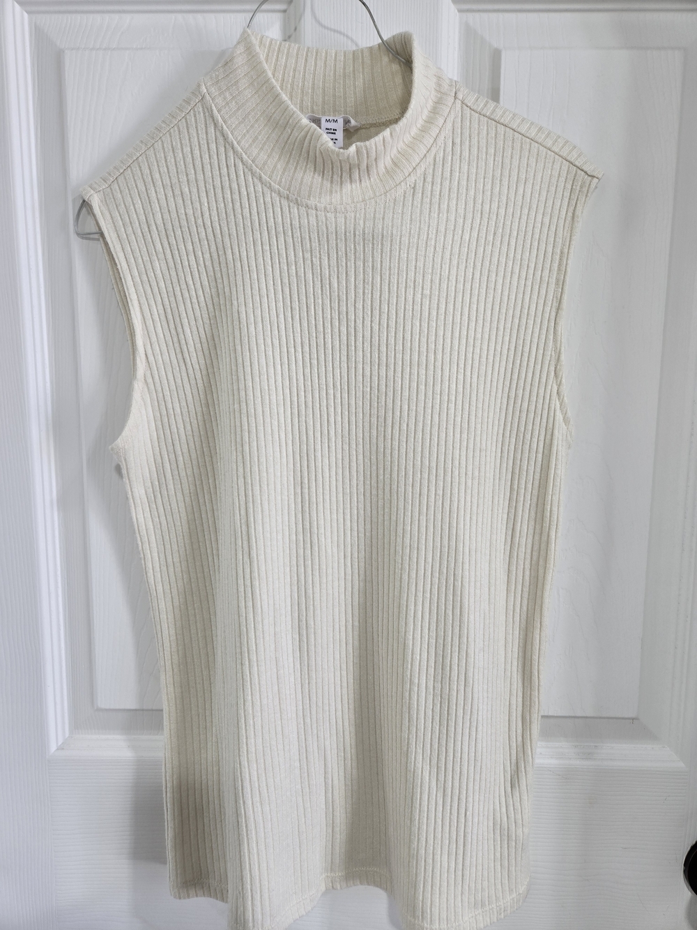 Tribal Cream Ribbed Lightweight Sleeveless Mock Neck Tank Summer Workwear Size M - Picture 2 of 4